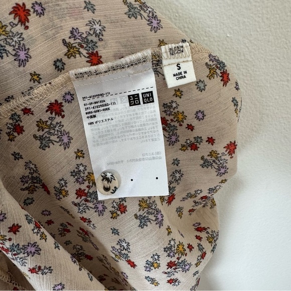 Tomas Maier Chiffon Midi Dress | Printed | Button Front | Tan | Small - Picture 9 of 10